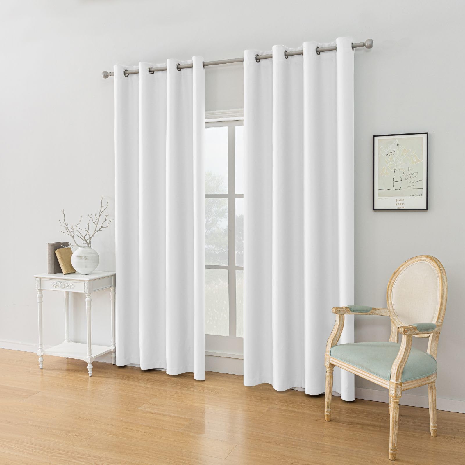 Ystyle Tende Oscuranti Per Interni 2 Pezzi, 140x260cm, Tende Camera Da Letto Moderne Con Anelli, Tende Da Esterno Impermeabile, Tenda Termica Isolante Freddo Per Soggiorno Cameretta, Bianco