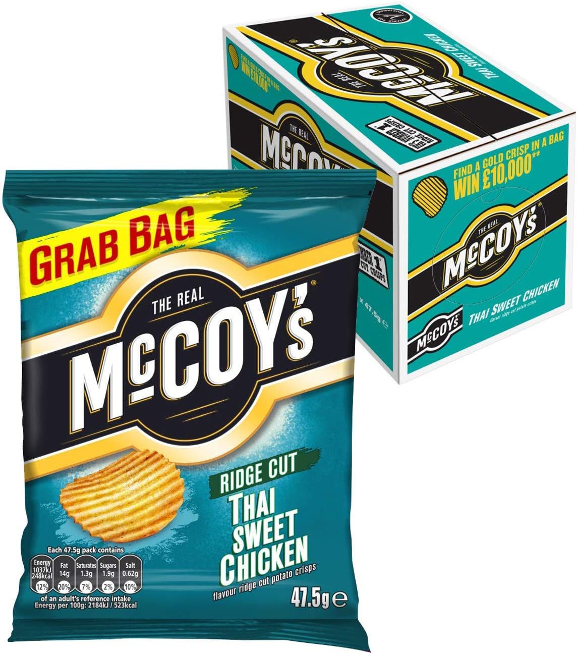 McCoy's Thai Sweet Chicken Crisps 47.5g Grab Bag, Case of 36
