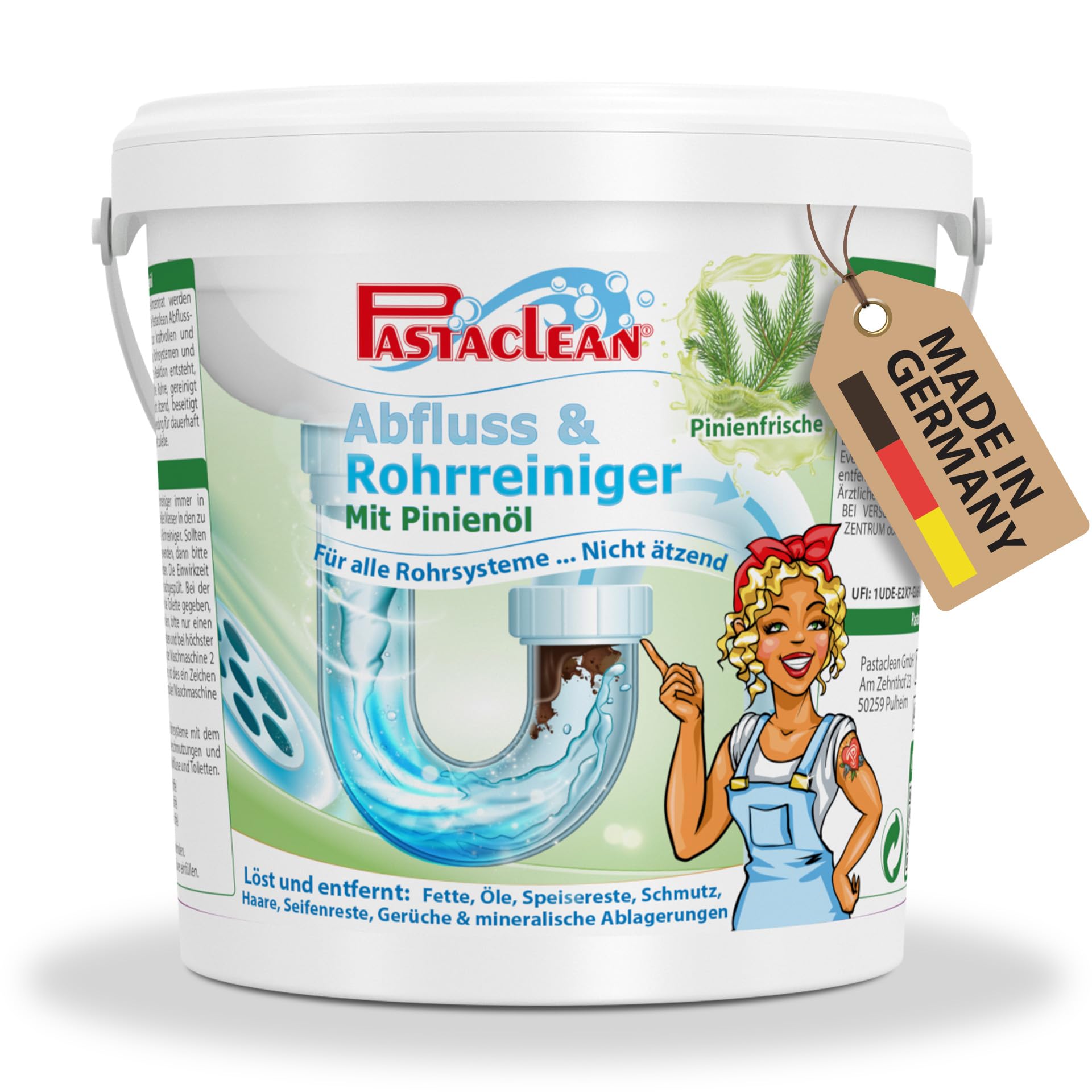 Pastaclean® 1500 g, detergente professionale per scarico e tubi contro intasamenti e odori – per tutti i tubi