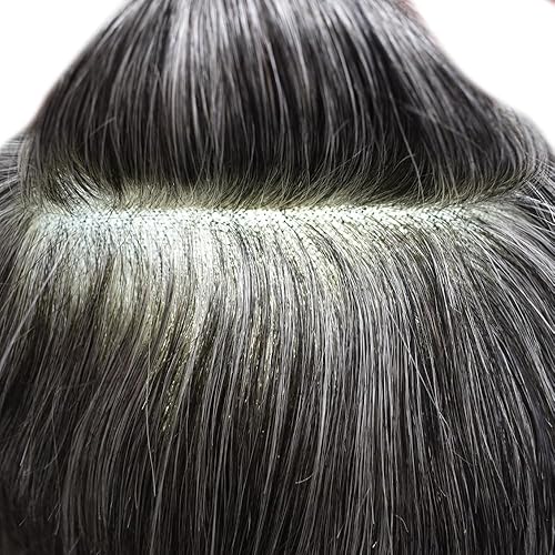 Miniatura 6 de RESHE Toupee para hombres cabello humano real transpirable encaje francés sistema de cabello reemplazo para hombres invisibles PU natural línea