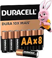 Duracell Pilhas Alcalinas AA Pequena Pack 8 Unidades – Dura até 10x Mais – Ideal para Controles Remotos Brinquedos e Lanternas