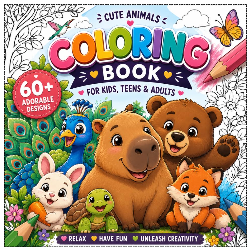 Cute Animals to Color: A Cozy and Relaxing Coloring Book with Adorable Animals