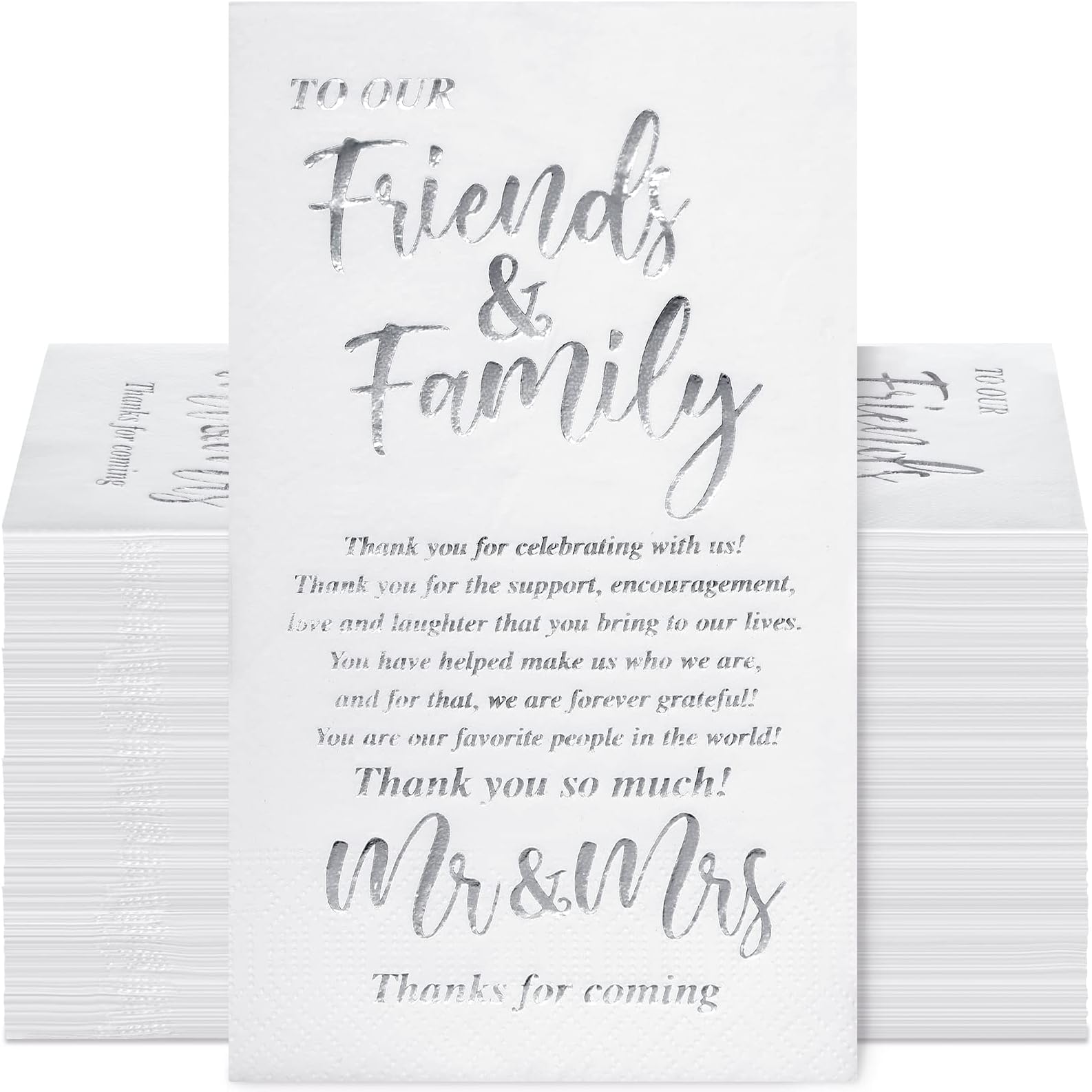 Silver 100 Pcs Wedding Napkins for Reception Mr and Mrs