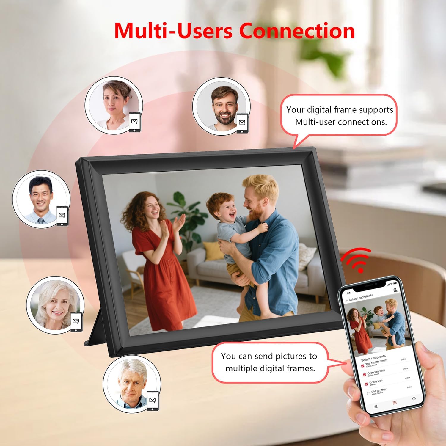 Frameo 15.6 Inch Large Digital Photo Frame, Digital Picture Frame WiFi, IPS HD Touch Screen, 32GB Storage, Photo Frame with Auto-Rotate Instant Share Photo/Video Sharing via Frameo App, Gift for Mom