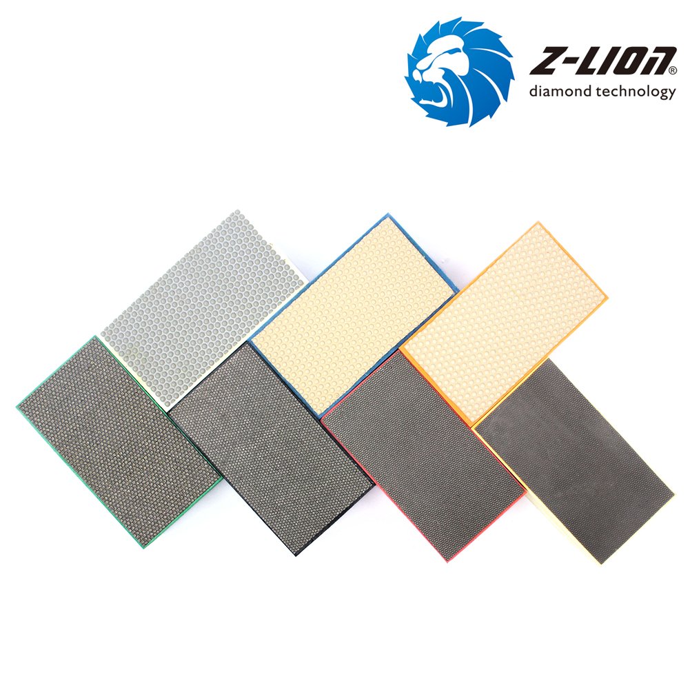 Z-Lion Diamond Hand Polishing Pads Arc Shape Back for Glass Granite Marble Quartz-Pack of 7 Pcs