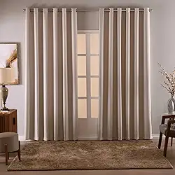 Cortina Blackout/Blecaute Em Tecido Corta Luz Para Sala, Quarto e Escritorio 4,00M x 2,50M | (4,00M X 2,50M) Com Ilhós Cromado (Palha)
