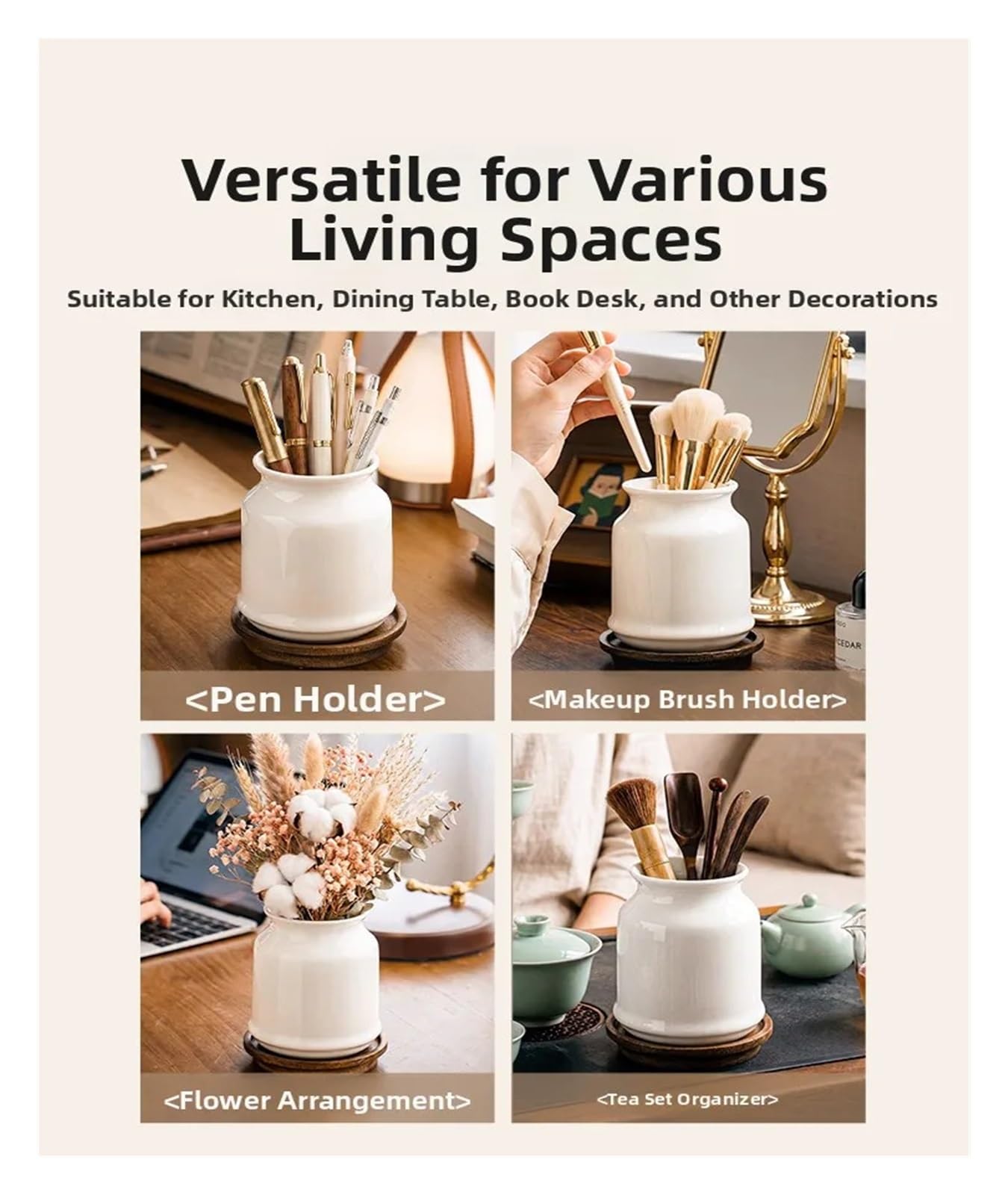 Porte Ustensiles Moderna scatola porta bacchette in ceramica for casalinga | Secchio for gabbia a tubo for utensili da cucina for la casa(Tall white)