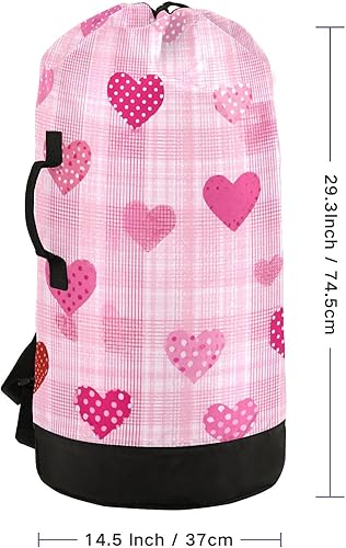 Vista 23 de Mochila de lavandería con correas ajustables para el hombro, bolsa de lavandería sucia para viajes, campamento, universidad, resistente, Rosa floral