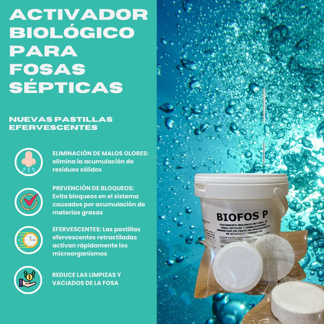 Pastillas efervescentes para la Limpieza y Mantenimiento de fosas sépticas y canalizaciones Activador Natural biologico eliminardor de olores10x60g