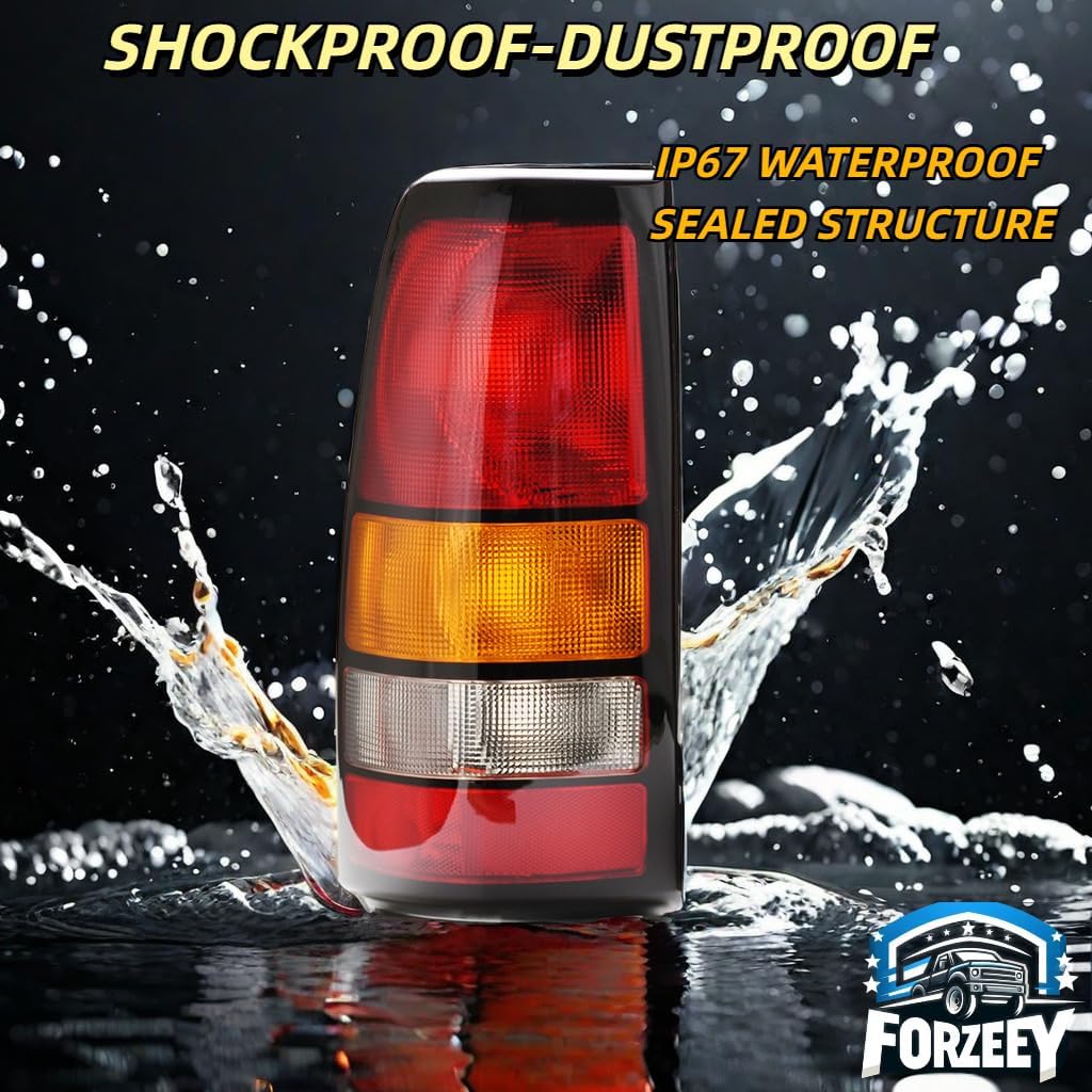 Tail Lights for 1999-2002 Chevy Silverado, 1999-2006 GMC Sierra 1500/2500/3500 (with HD),w/o Bulb, Black Border