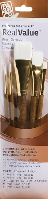 Princeton Art & Brush Synthetic White Taklon Real Value Brush (Set-5 Brushes)