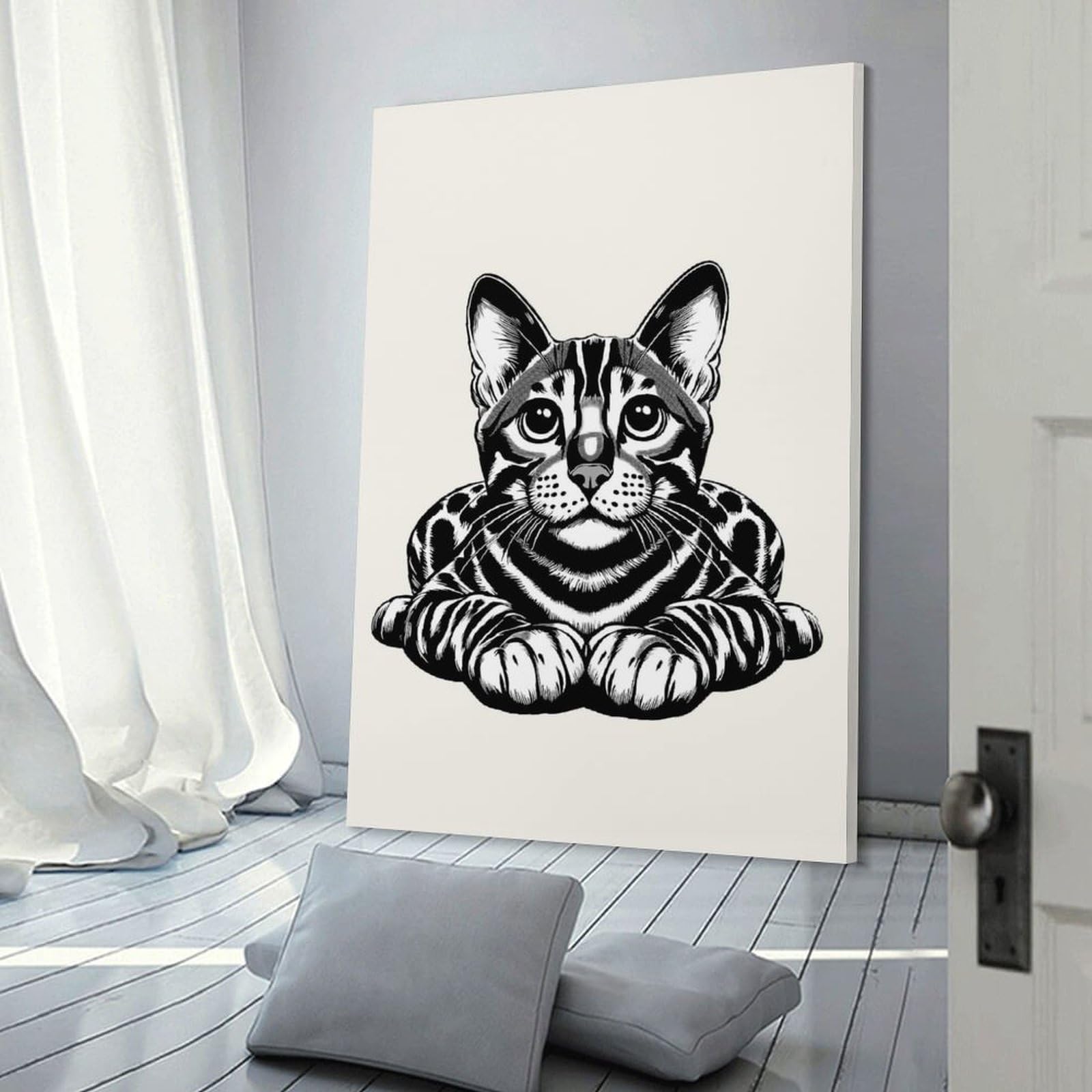 Junmoney Bengal Cat Canvas Wall Decor 24x36inch(60x90cm), for Entrance Walls, Hall Decor Or Foyers, Wall Decor to Refresh Empty Corners