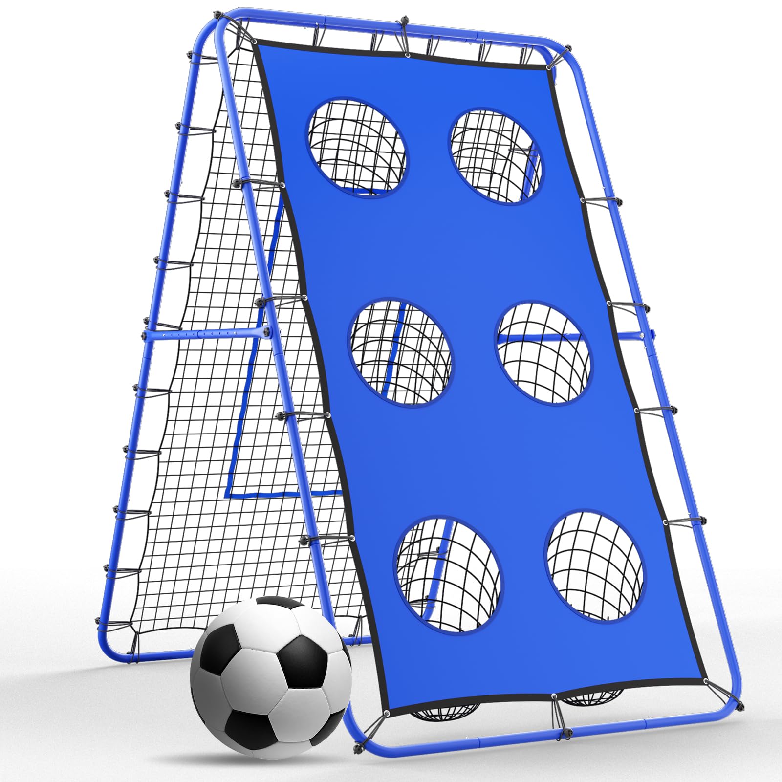 Filet de rebond volleyball 2,1 x 1,2 m réglable multi-angle avec piquets métalliques solides