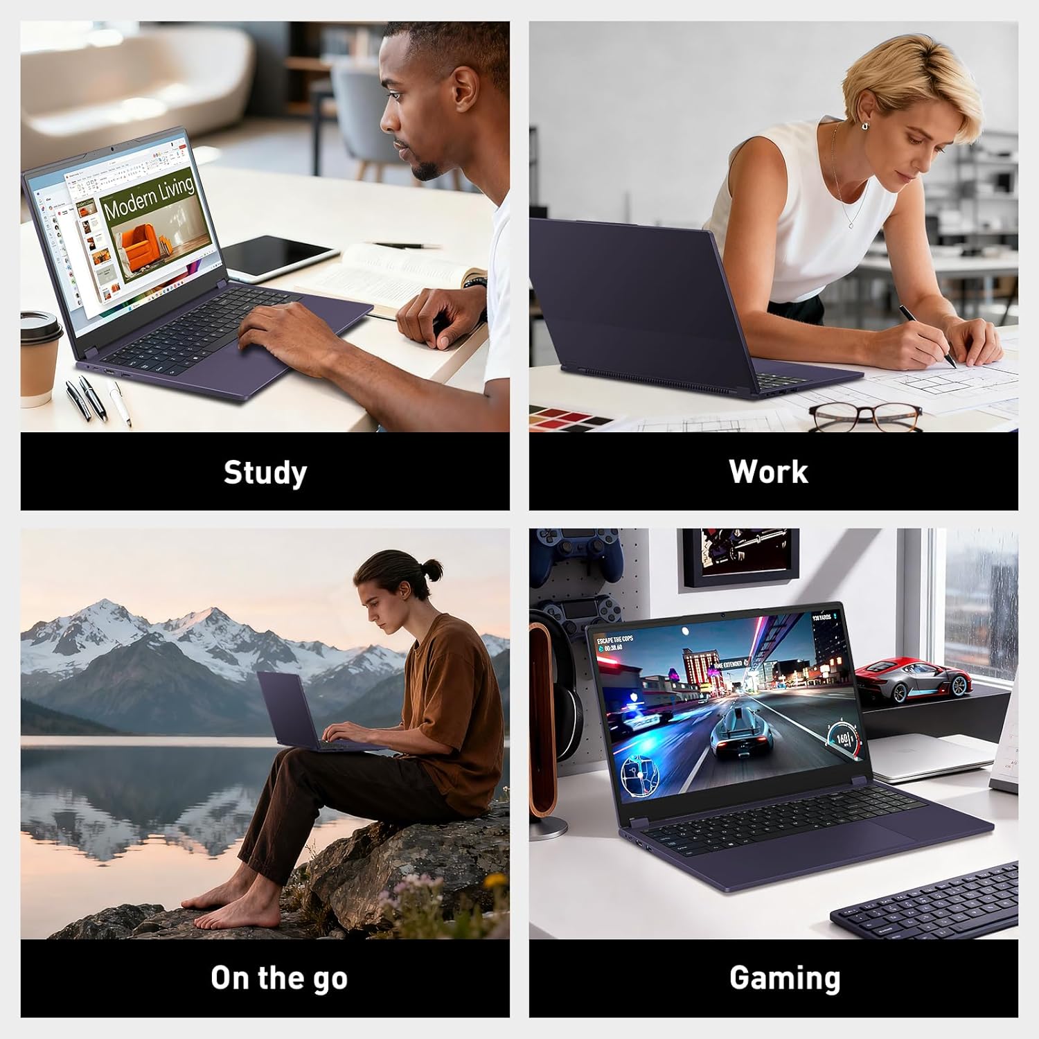 15.6" 2-in-1 Touchscreen Laptop, 360° Flip Convertible, 16GB RAM 512GB SSD Core m3 8100Y, IPS Full HD Display, Wi-Fi 5 BT5.1 Win 11 Pro Lightweight Notebook Computer for Work & Study - Image 8