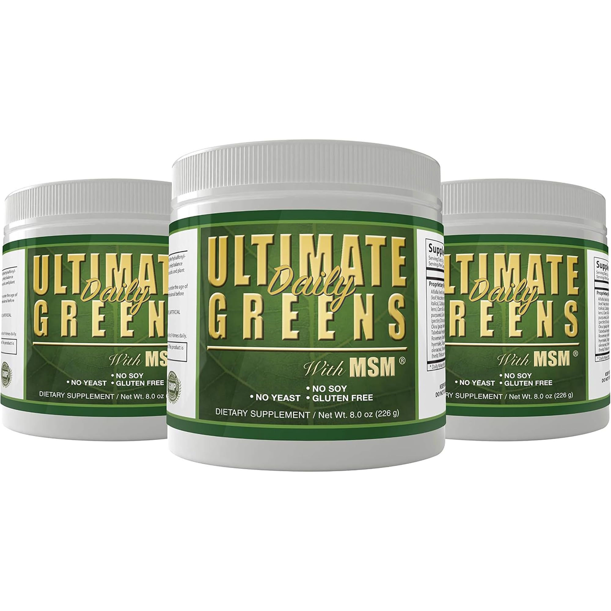 Daily Health, Ultimate Greens Powder Immune Support Vegan Friendly Vegetable Alkalize Drink Gluten Soy Free 8oz 3 Pack 8 Ounce (Pack of 3)