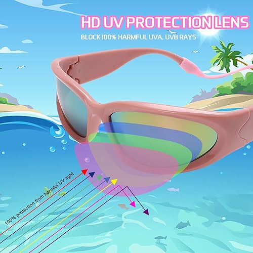 Miniatura 3 de Lentes de sol para niños con correa envolvente para niños y niñas, lentes de sol ovalados para niños y niñas, de 4 a 12 años