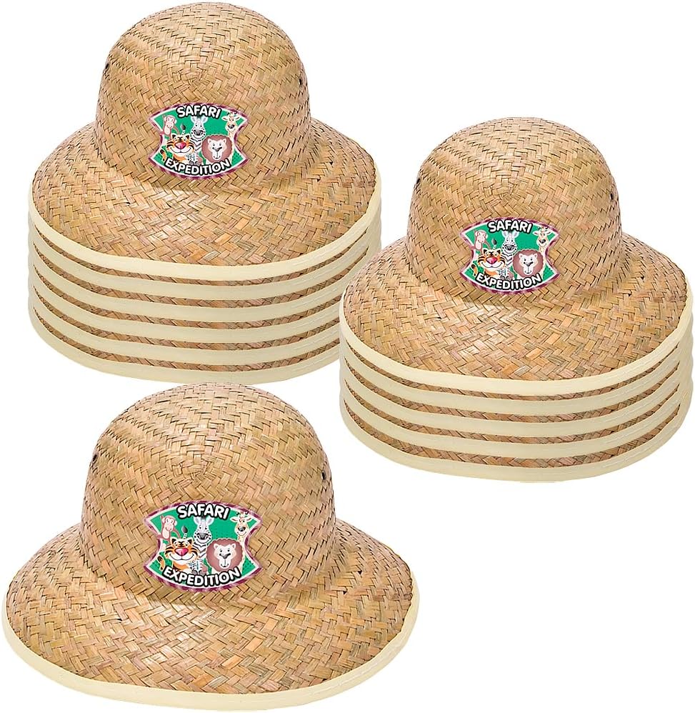 Rhode Island Novelty Child Size Straw Safari Hats, 12 Pieces per Order Tan