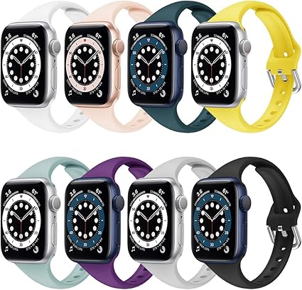Songsier Compatible avec Bracelet Apple Watch 38mm 40mm 41mm, Bracelet de  Remplacement en Silicone étanche Sport pour Bracelet iWatch SE/Série 7/6/5/4/3/2/1  : Amazon.fr: High-Tech
