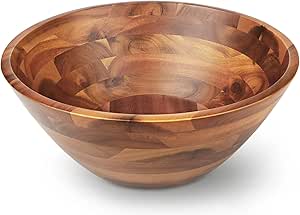 AIDEA Acacia Wood Serving Bowl for Fruits or Salads, 11" Diameter x 4.5" Height, Single Salad Bowl