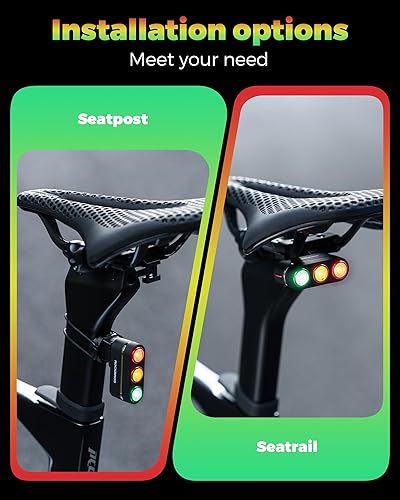 Miniatura 9 de ROCKBROS Luz trasera de bicicleta recargable, luz trasera con detección de freno, luces traseras de bicicleta LED ultra brillantes para paseo