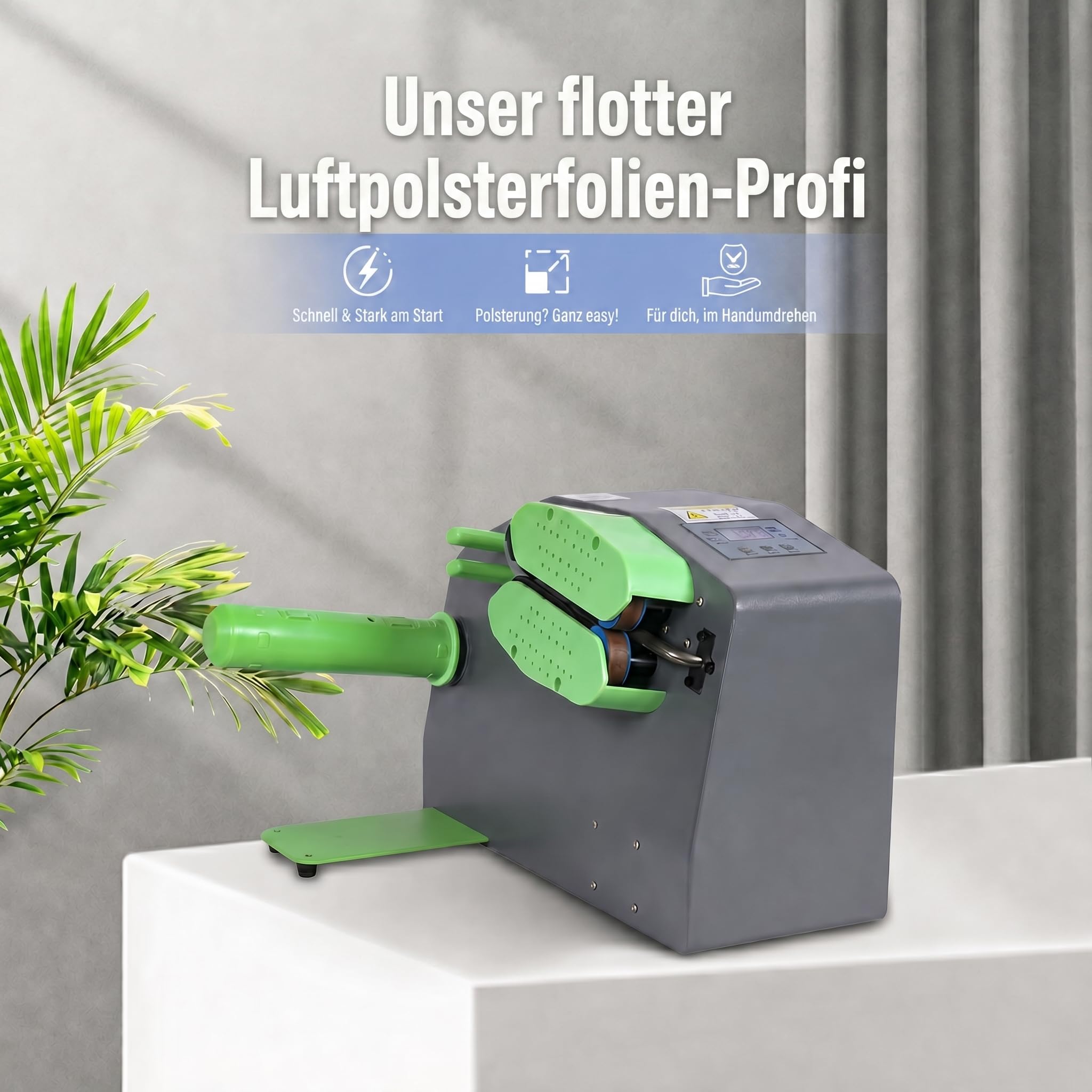 Luftpolstermaschine für Luftkissenfolie 300mm Bubble Film, kompakte Verpackungsmaschine mit digitaler Steuerung