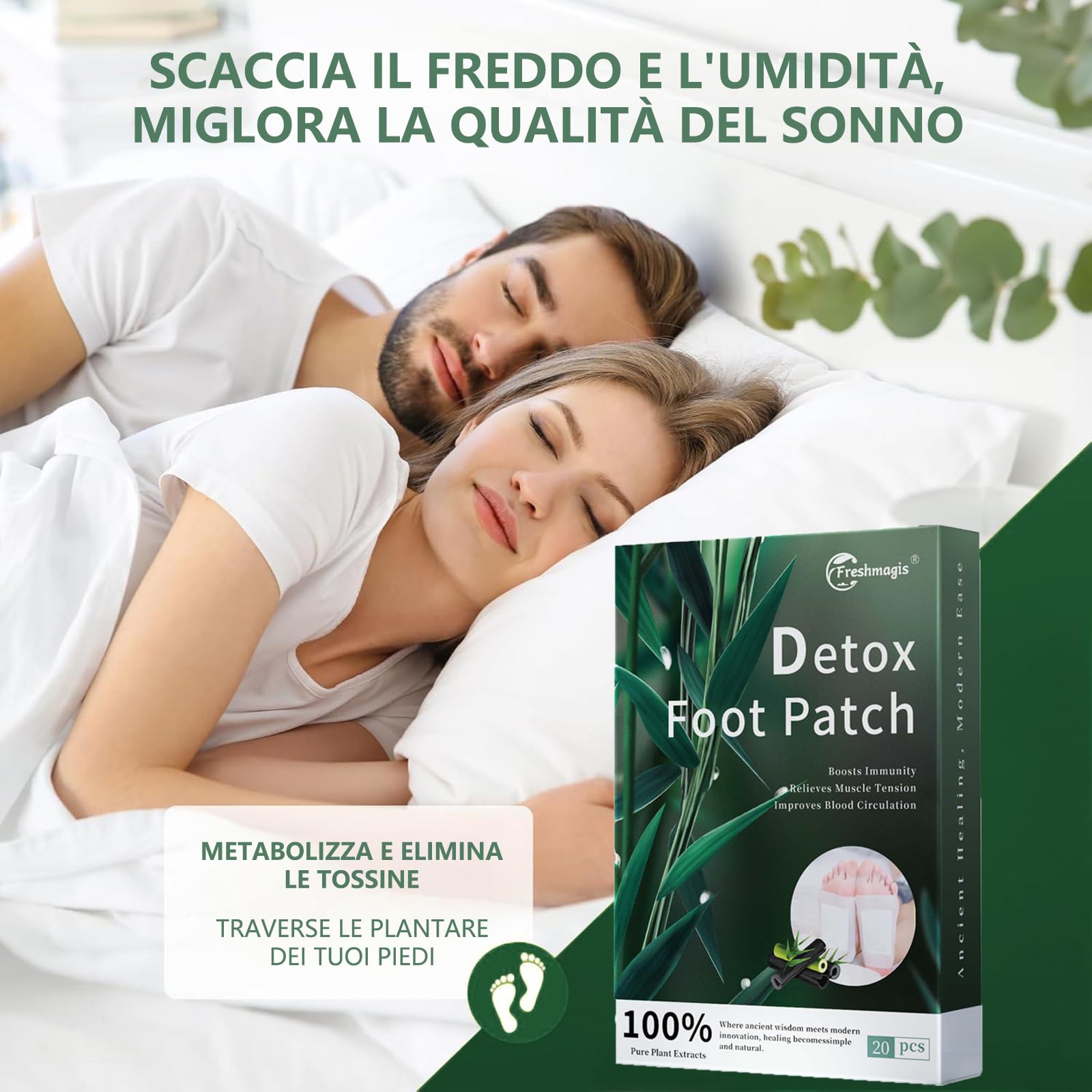 20PCS Parches Detox Pies, ultra parches detox para relajar los pies, promoviendo un mejor sueño. Baños de pies naturales para la desintoxicación