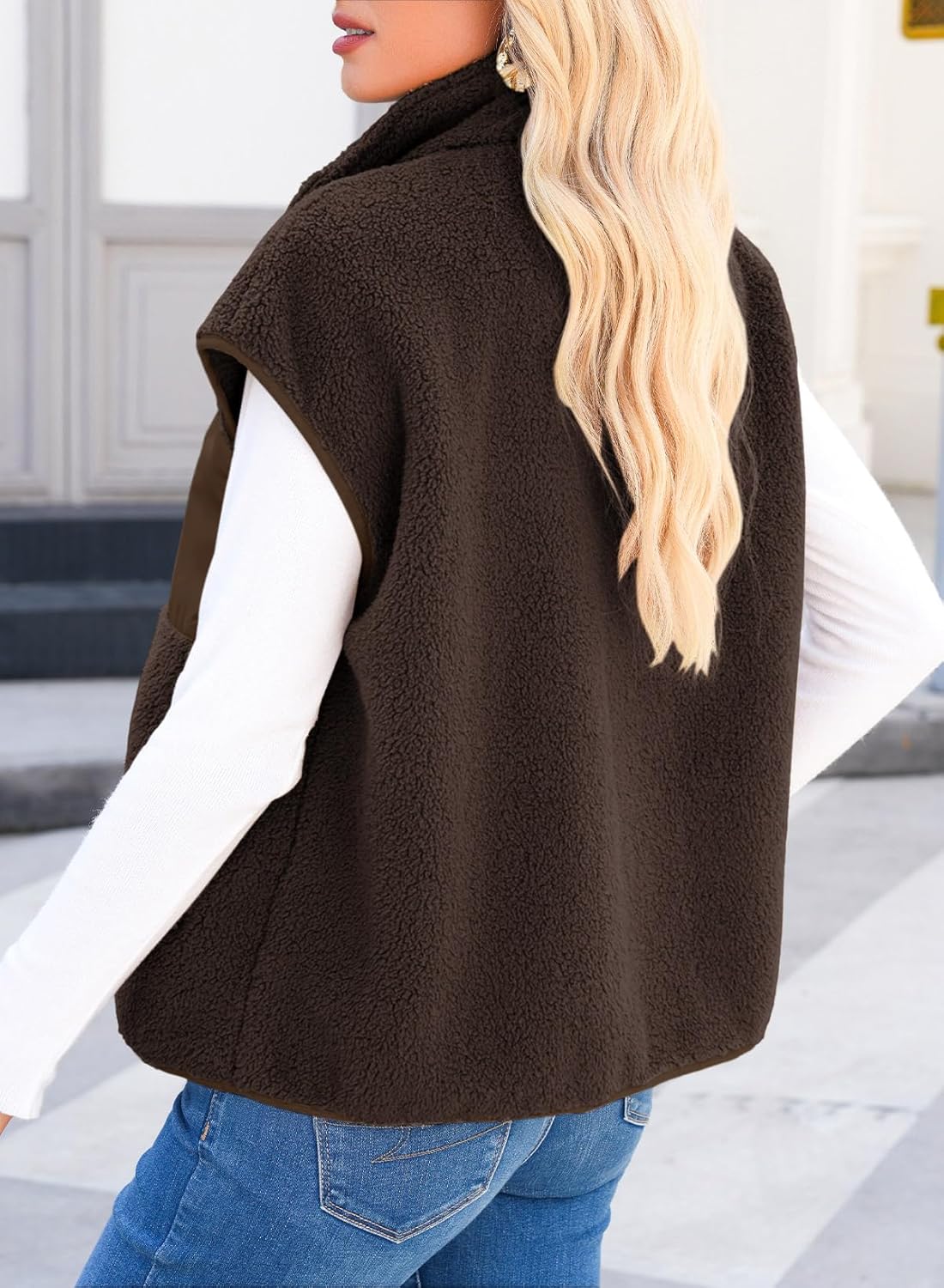 Dokotoo Womens Fleece Jacket Vest Sleeveless Fuzzy Sherpa Jackets Zip Up Oversized Casual Coats Fall Winter Womens Tops 2025 - Image 5