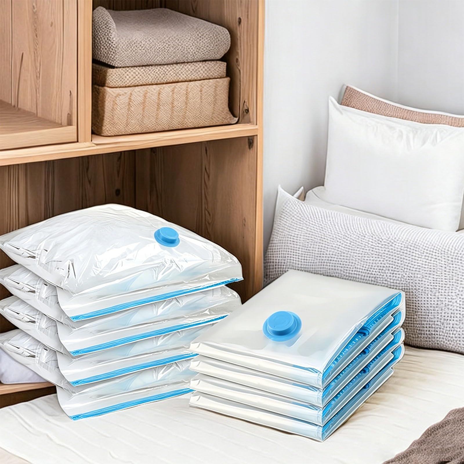 Vacuum Storage Bags Jumbo,Extra Large(120x100 cm),Space Saver Compression Bags,Vacuum Pack Bags,Airtight Compression Bags,for Clothes,Quilts,Duvet,Comforters,Bedding,Pillows,5 Packs