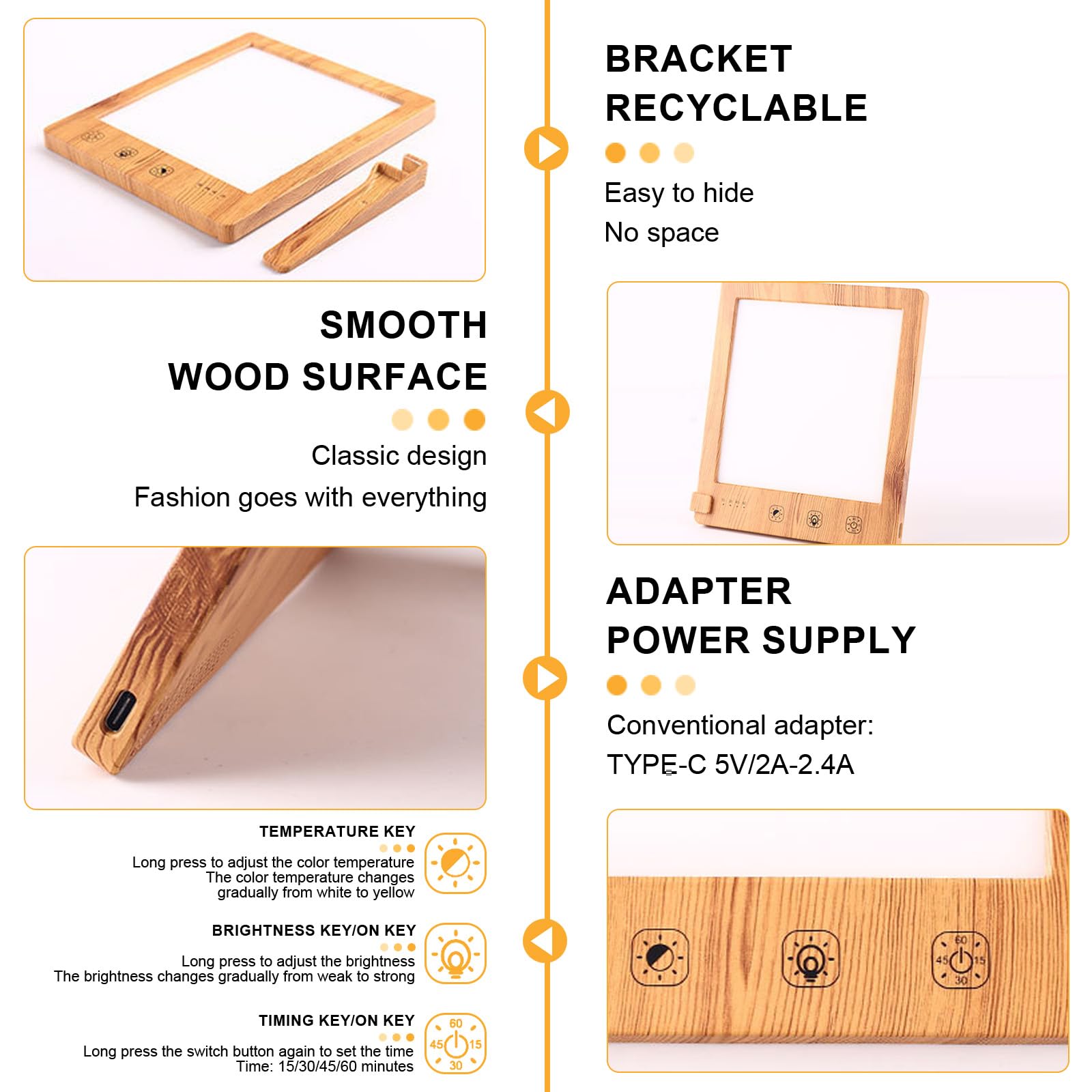 Lampade che riproducono luce solare 10.000 lux, Lampada LED per Fototerapia con 3 Colori di Luce, Controllo Touch, Simulazione della Luce Diurna per Casa, Ufficio (Adattatore non incluso)
