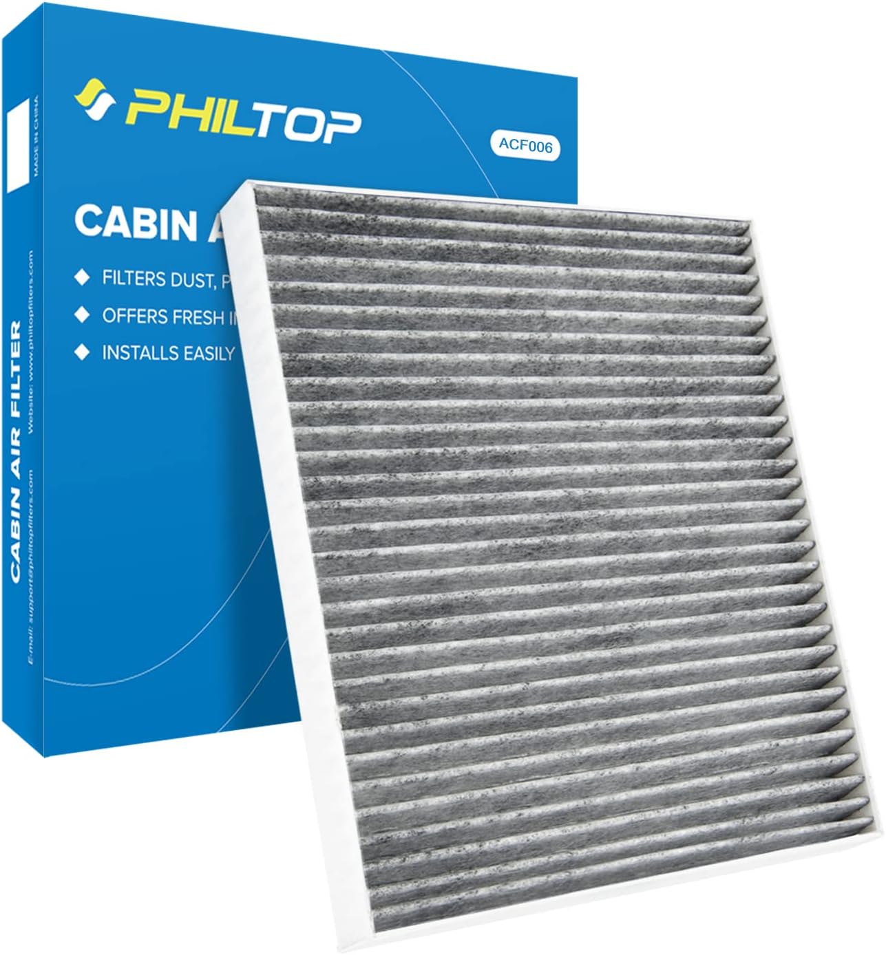 PHILTOP Cabin Air Filter, ACF006 (CF10709) Replacement for Accent, Tucson, Genesis Coupe, Rio, Sportage, Forte Cabin Filter, Includes Activated Carbon