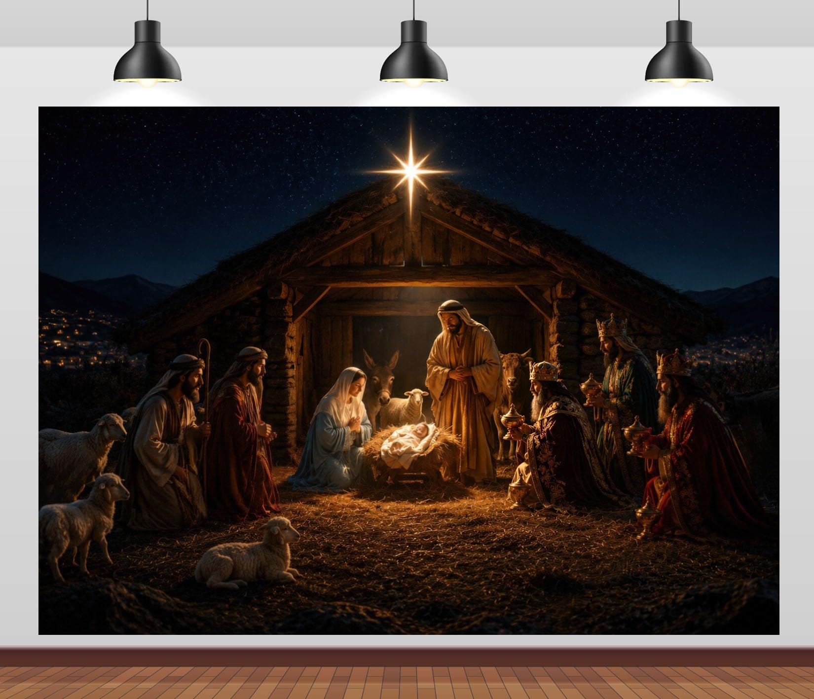 BELECO 3x2.5m Sfondo in tessuto scena presepe Natale Natività
