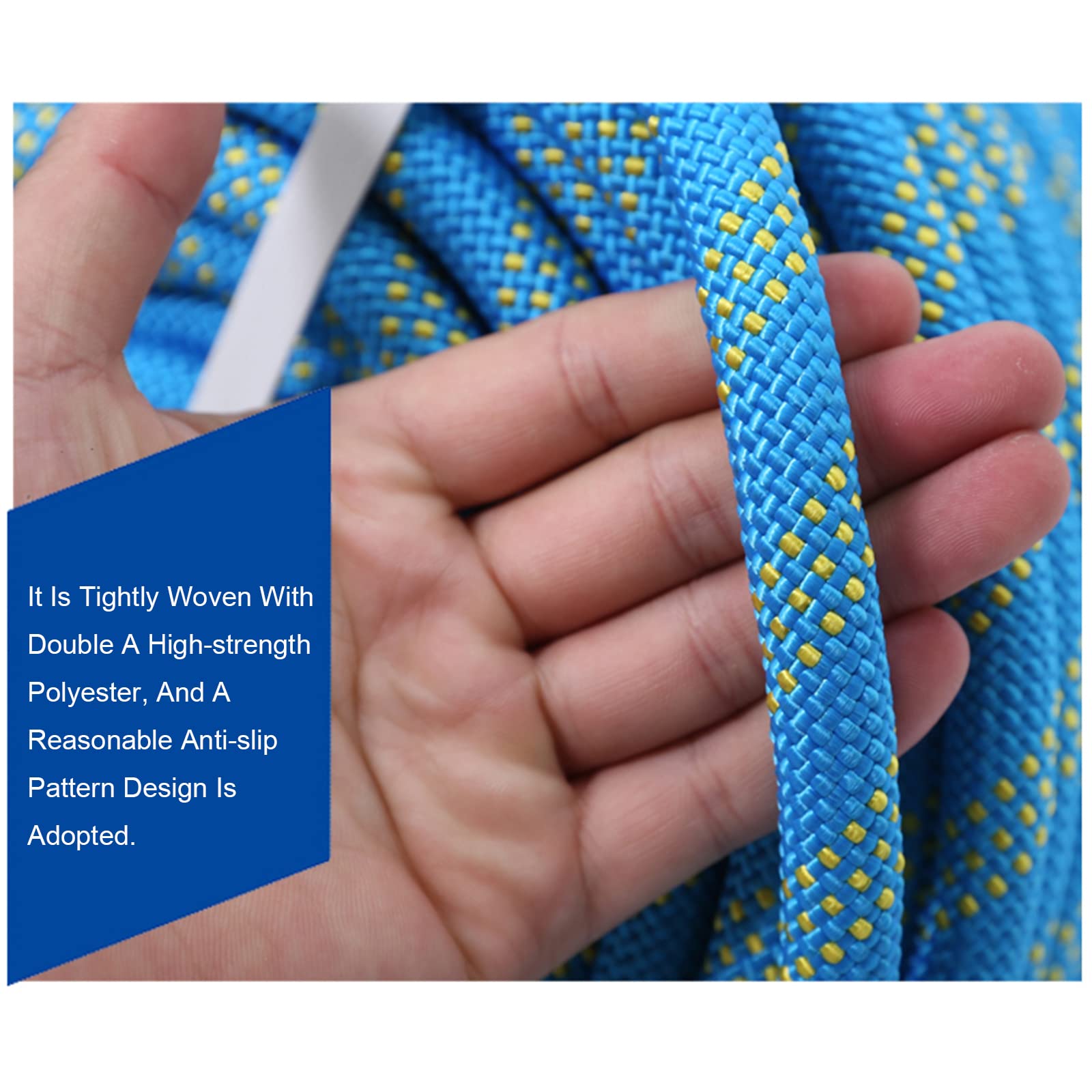 Cuerda de escalada Azul 10 mm / 12 mm / 14 mm / 16 mm Cuerda de seguridad de cuerda de alta resistencia, Cuerda de nylon trenzada, Para usos al aire libre Supervivencia de emergencia, Campin