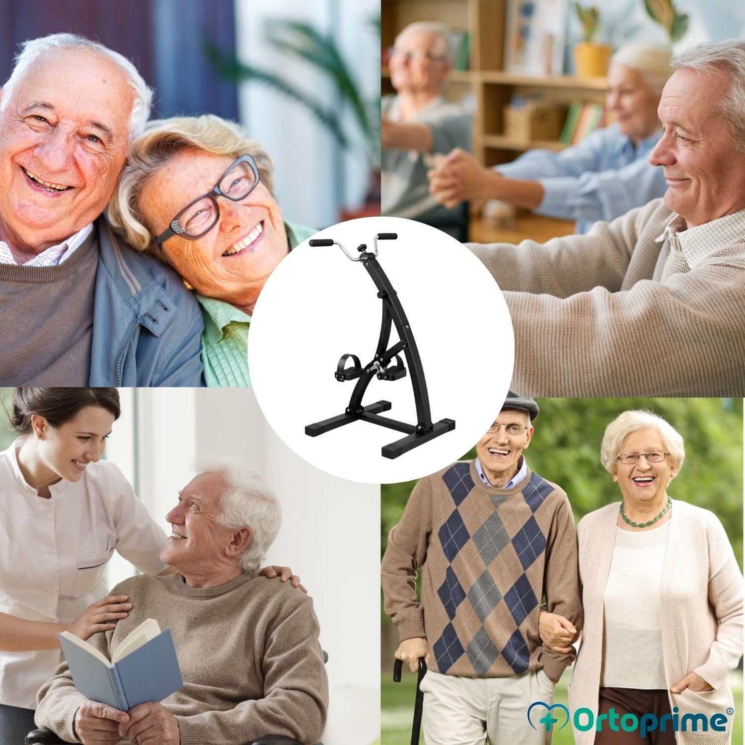 OrtoPrime Pedales Estáticos Personas Mayores Pedaleador Ejercitador de PIERNAS y Brazos - Pedaleador para Ancianos DUREZA Regulable Bicicleta estática para Mayores aparatos Gimnasia PEDALEAR Sentado