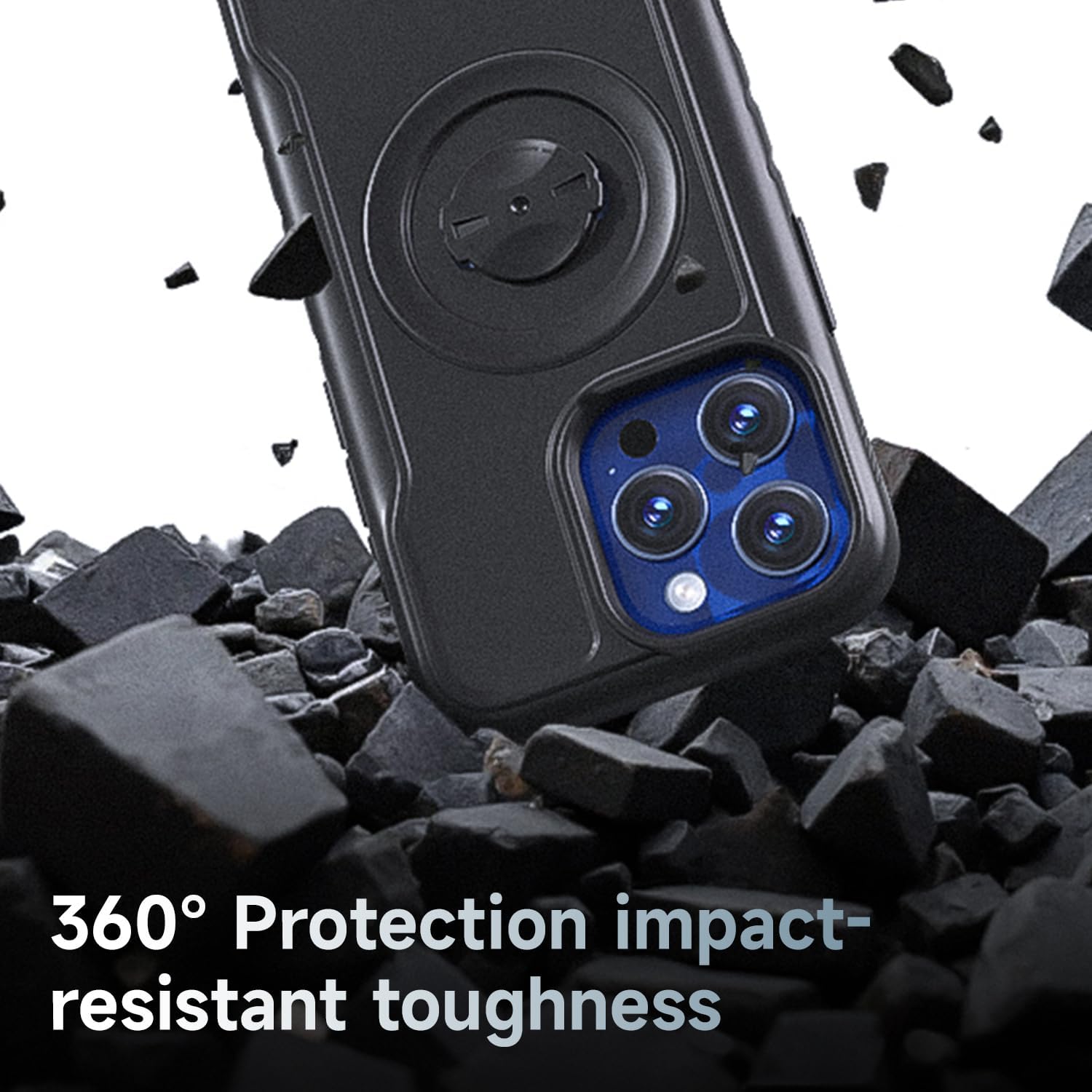 Bike Phone Case for iPhone 16 Pro Max – Shockproof & Slim with Built-in Lock, Compatible with Garmin-Style Mounts, Quick-Release for Road & MTB Cycling Black