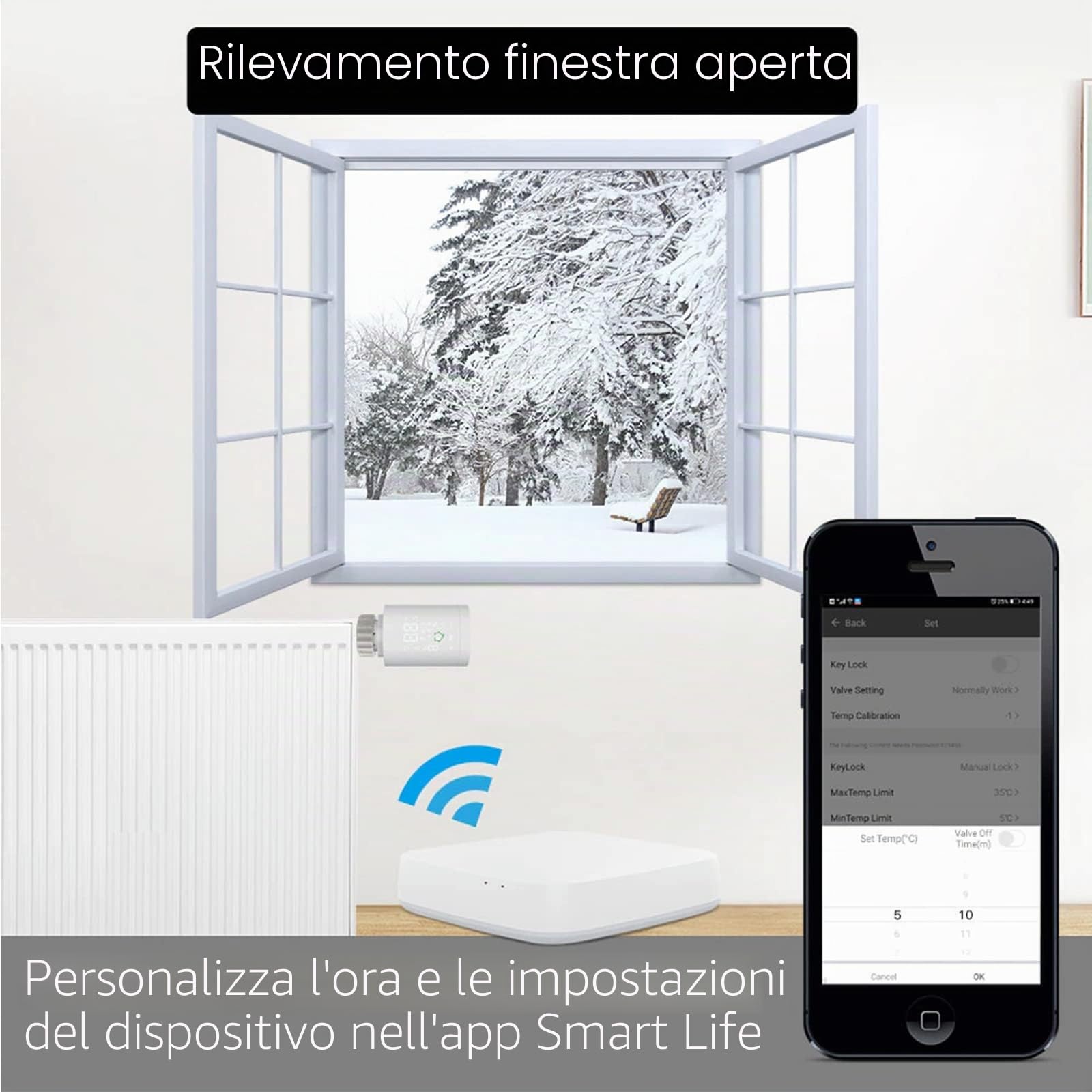 Wifi Zigbee3.0 TRV Valvola termostatica Termostatica Radiatore Controller Heater Voice & APP Telecomando