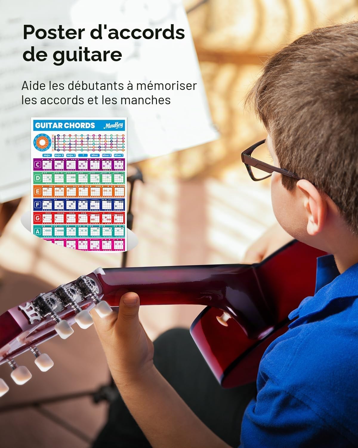 Moukey Guitare Acoustique 36 Pouces pour Débutants Enfants et Jeunes, guitare voyage Dreadnought 3/4 avec housse, accordeur, médiators, cordes nylon, capodastre et sangle
