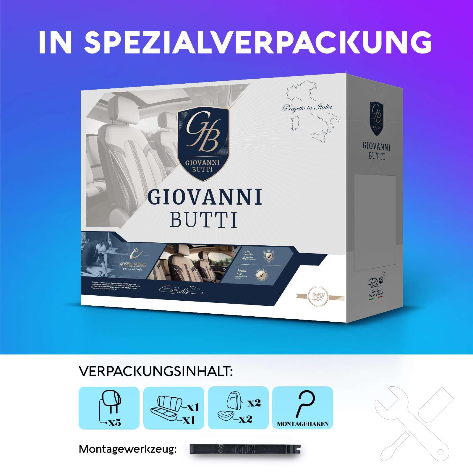 Coprisedili universali per auto e SUV – Premium coprisedili anteriori in pelle, Beige, supporto airbag, protezione per auto, set completo incluso kit di montaggio