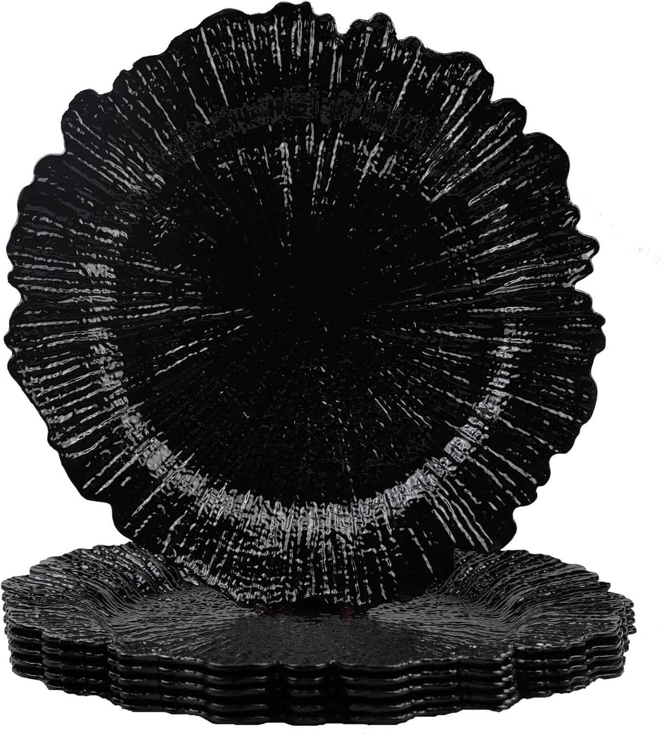 Leemxiiny Reef Black Charger Plates, Set of 6 Decorative