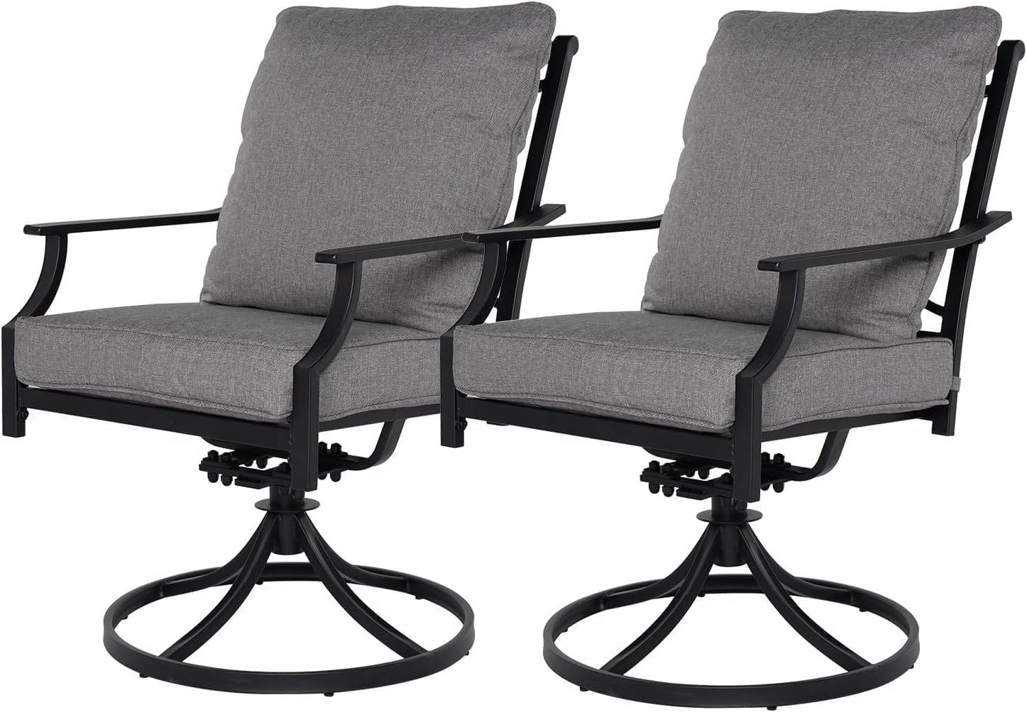 Grand patio Patio Dining Set for 2, E-Coated Outdoor Dining Set, 2 Swivel Dining Chairs Outdoor Furniture Set with Olefin Cushions, Grey