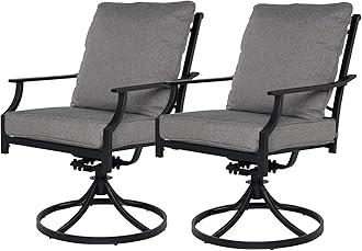 Grand patio Patio Dining Set for 2, E-Coated Outdoor Dining Set, 2 Swivel Dining Chairs Outdoor Furniture Set with Olefin Cushions, Grey