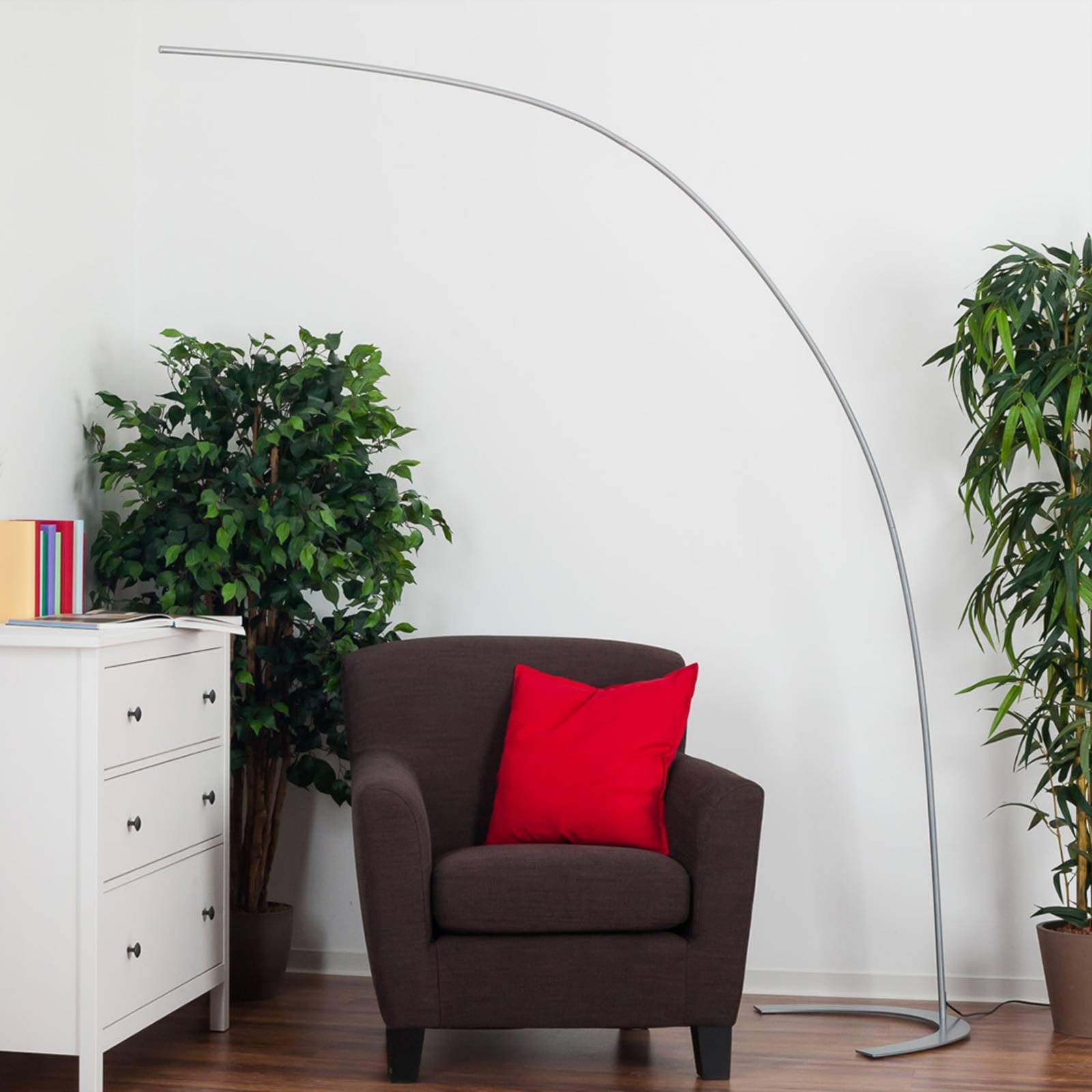 LED Lámpara de pie 'Danua' (Moderno) en Gris hecho de Metal e.o. para Salón & Comedor (1 llama,) de Lindby | lámpara de pie LED