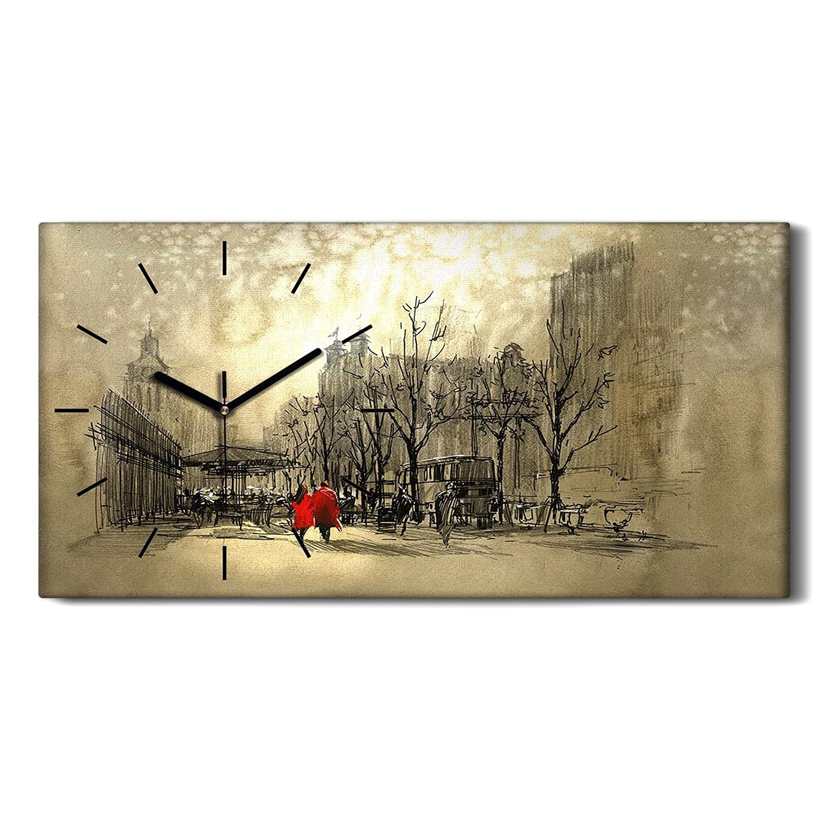 Horloge sur Toile Silencieuse sans Tic-Tac Tableau Art Moderne 60x30cm