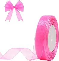 Vista 26 de Cinta de organza transparente azul real de 3/4 de pulgada, 50 yardas, cinta de gasa para envolver regalos, Navidad, Halloween, decoración de ramo