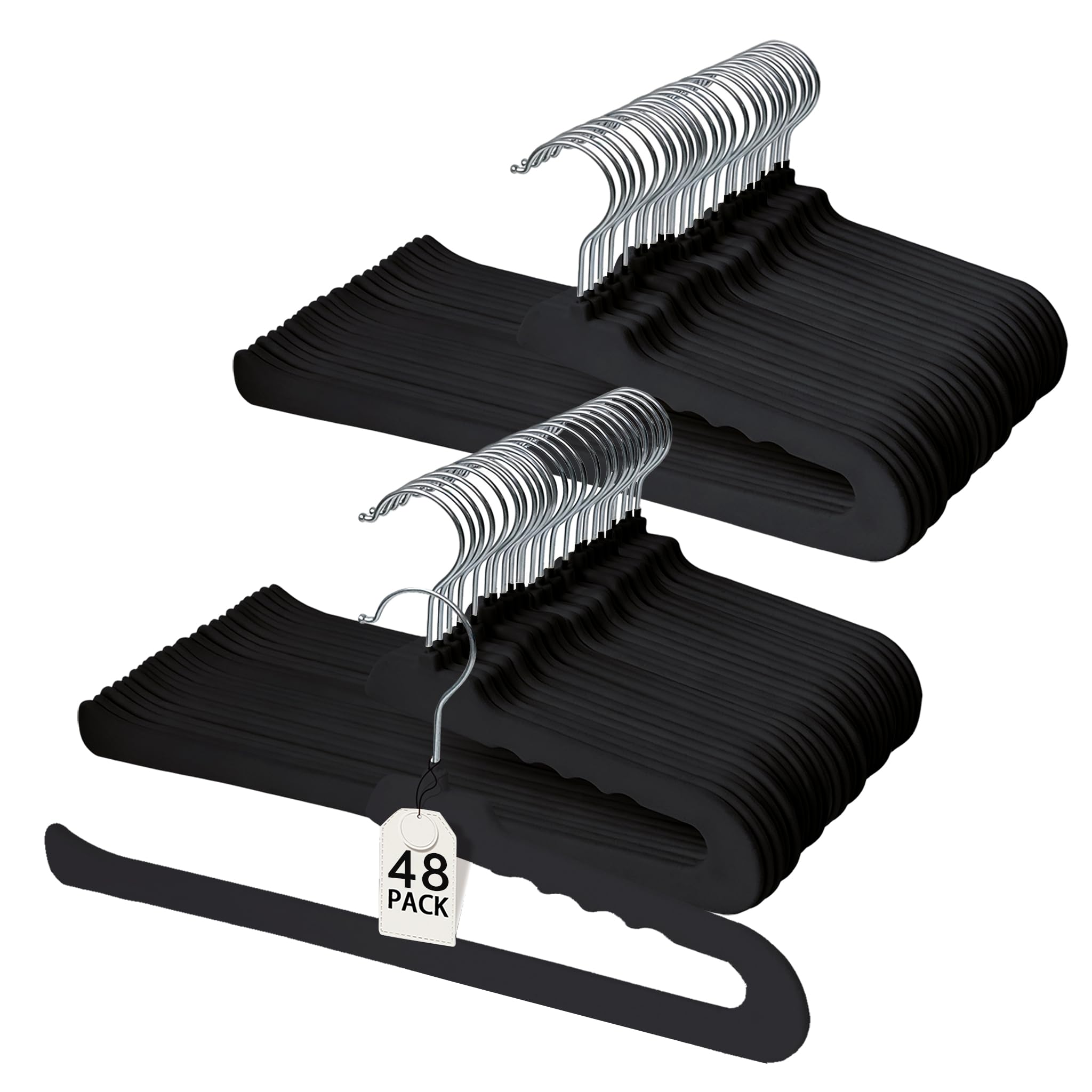 ManGotree Non Slip Velvet Trouser Hangers Felt Jean Hangers 48 Pack Black โ image 1