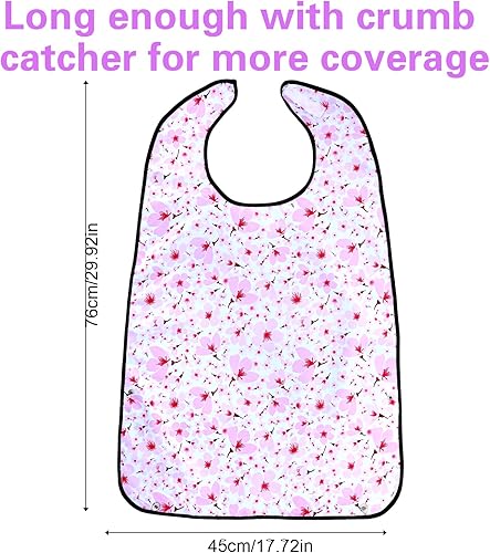 Miniatura 3 de Baberos para adultos mayores, baberos lavables para adultos, babero de flores reutilizable para adultos que comen adultos mayores, protector de ropa