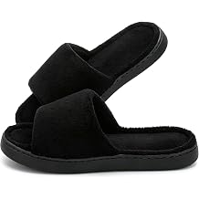 Womens Memory Foam Open Toe House Indoor Slippers | Wide Feet & High Instep, Lightweight & No-Slip Sole, Breathable Thin Fleece, Machine Washable, Ladies Summer Bedroom Slippers
