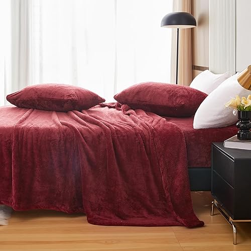 Miniatura 9 de YIYEA Juego de sábanas para cama individual  Juego de sábanas de franela de pelo sintético ultrasuave de lujo  Sábanas de vellón lanudo mullido