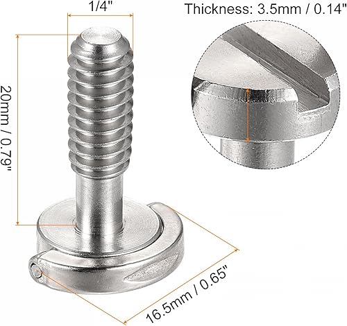 Miniatura 2 de uxcell Tornillo de trípode para cámara, adaptadores de tornillo de montaje macho de 14 pulgadas, ranurados de 0.79 pulgadas de longitud para soporte