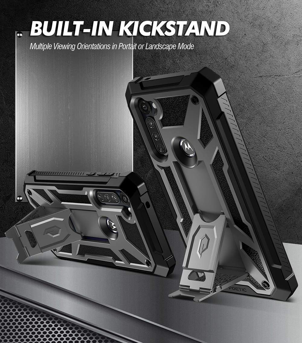 Amazing 🔥 Poetic Spartan Series for Moto G Stylus 2020 Case, (Not Fit 2021 Version), Full-Body Rugged Dual-Layer with Premium Leather Texture Shockproof Protective Cover with Kickstand, Metallic Gun Metal