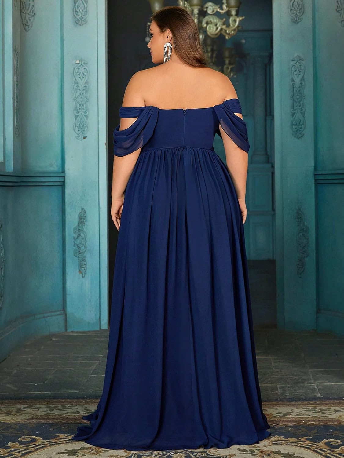 Women's Daily Plus Size Dresses A Line Chiffon Wedding Guest Bridesmaid Maxi Dress Prom Evening Party Cocktail Gown - Image 3